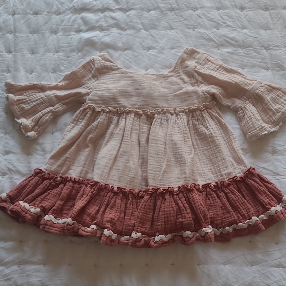 Matilda Jane Pink and Cream Ruffle Dress